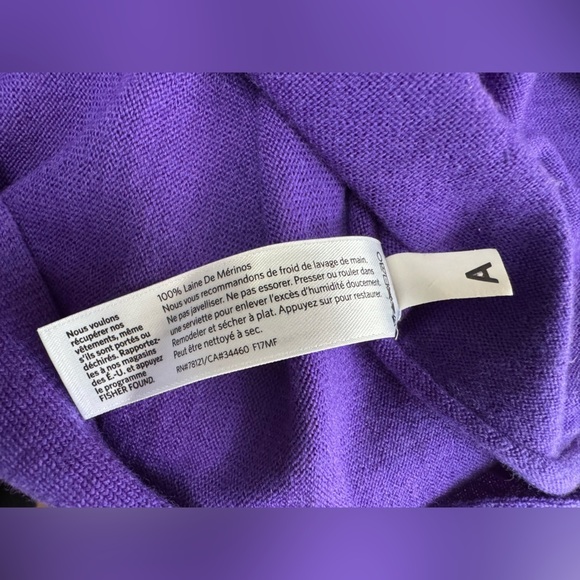 NWOT EILEEN FISHER Purple 100% Merino Wool Boat Neck Box Sweater Pockets Size MP - Picture 12 of 12